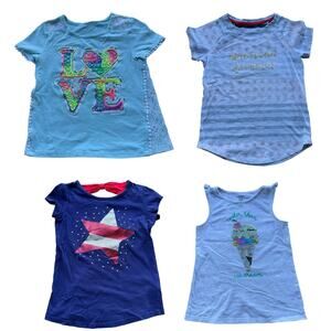 Carter's Jumping Beans Girls 4 Pieces Bundle Pullover T-Shirt and Tank Top 6/6X